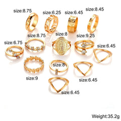 13 Pieces Medallion Ring Set With Austrian Crystals 18K Gold Plated Ring ITALY Design