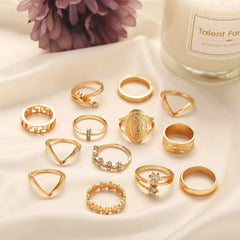 13 Pieces Medallion Ring Set With Austrian Crystals 18K Gold Plated Ring ITALY Design